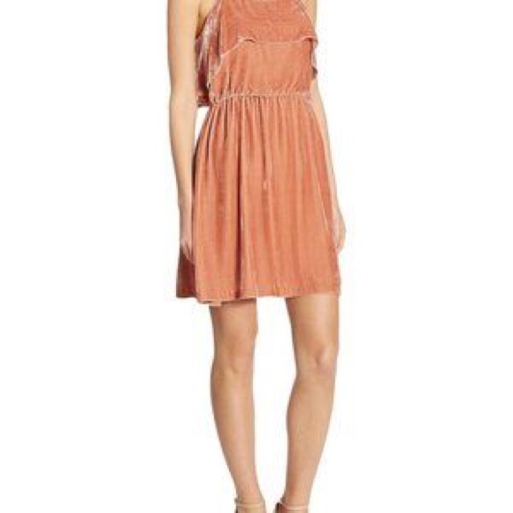 Alice + Olivia The Alexis Velvet Mini Dress in Rust, size 2 - Picture 3 of 11